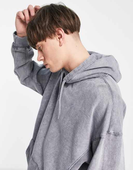 Mennace - Hoodie in lichtgrijs met wafelstructuur, deel van co-ord set