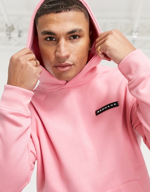 Mennace hoodie with rubber logo in pink
