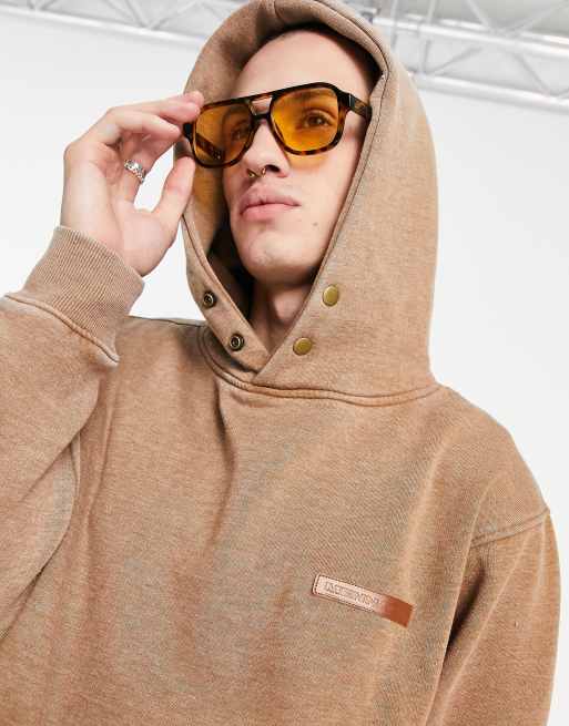 Mennace - Hoodie zonder sluiting in donkerbeige, deel van co-ord set, 2 van 4