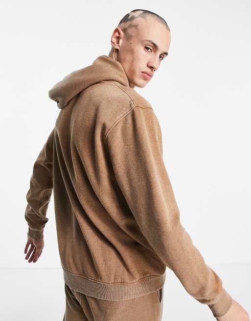 Mennace - Hoodie zonder sluiting in donkerbeige, deel van co-ord set, 3 van 4