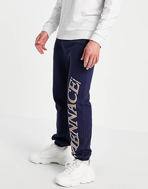 Mennace joggers co-ord in navy with logo placement print