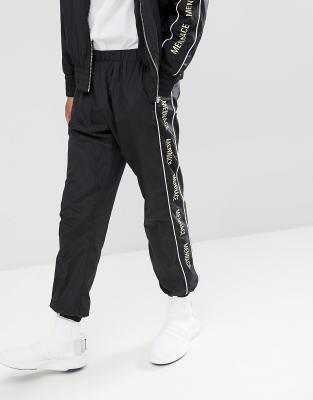 black shell suit joggers