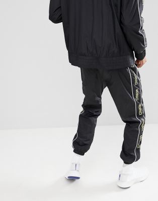 black shell suit joggers