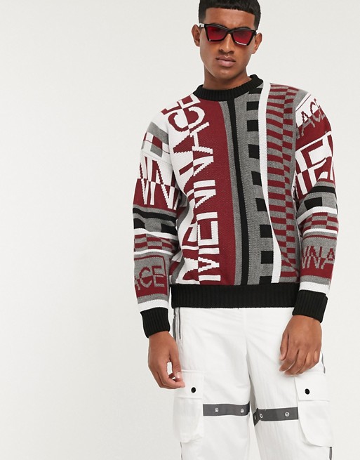 Mennace jumper with logo in red and white