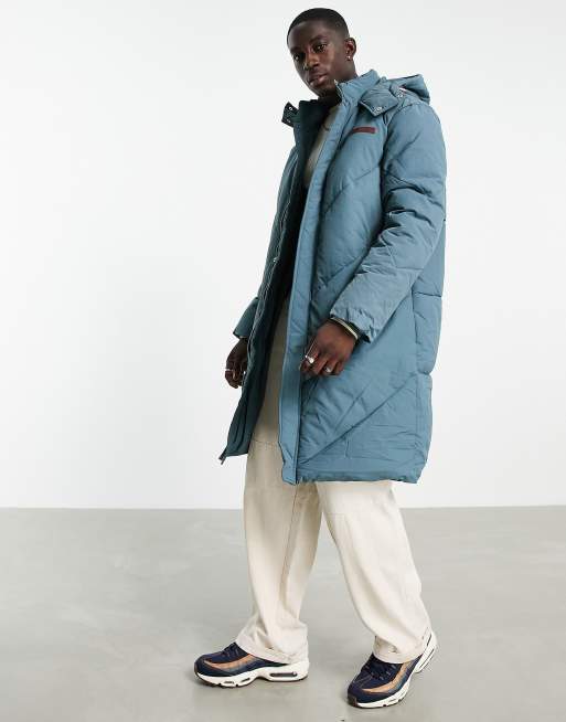 Mennace - Lang gewatteerd jack in groenblauw