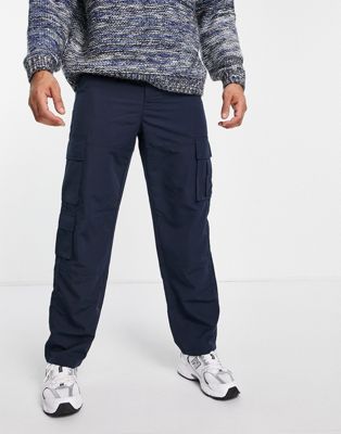 Mennace loose fit cargo trousers in midnight navy ripstop