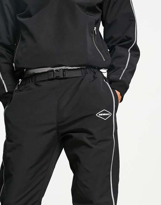 Mennace - Nylon joggingbroek in zwart met reflecterende biezen, deel van co-ord set, 3 van 4