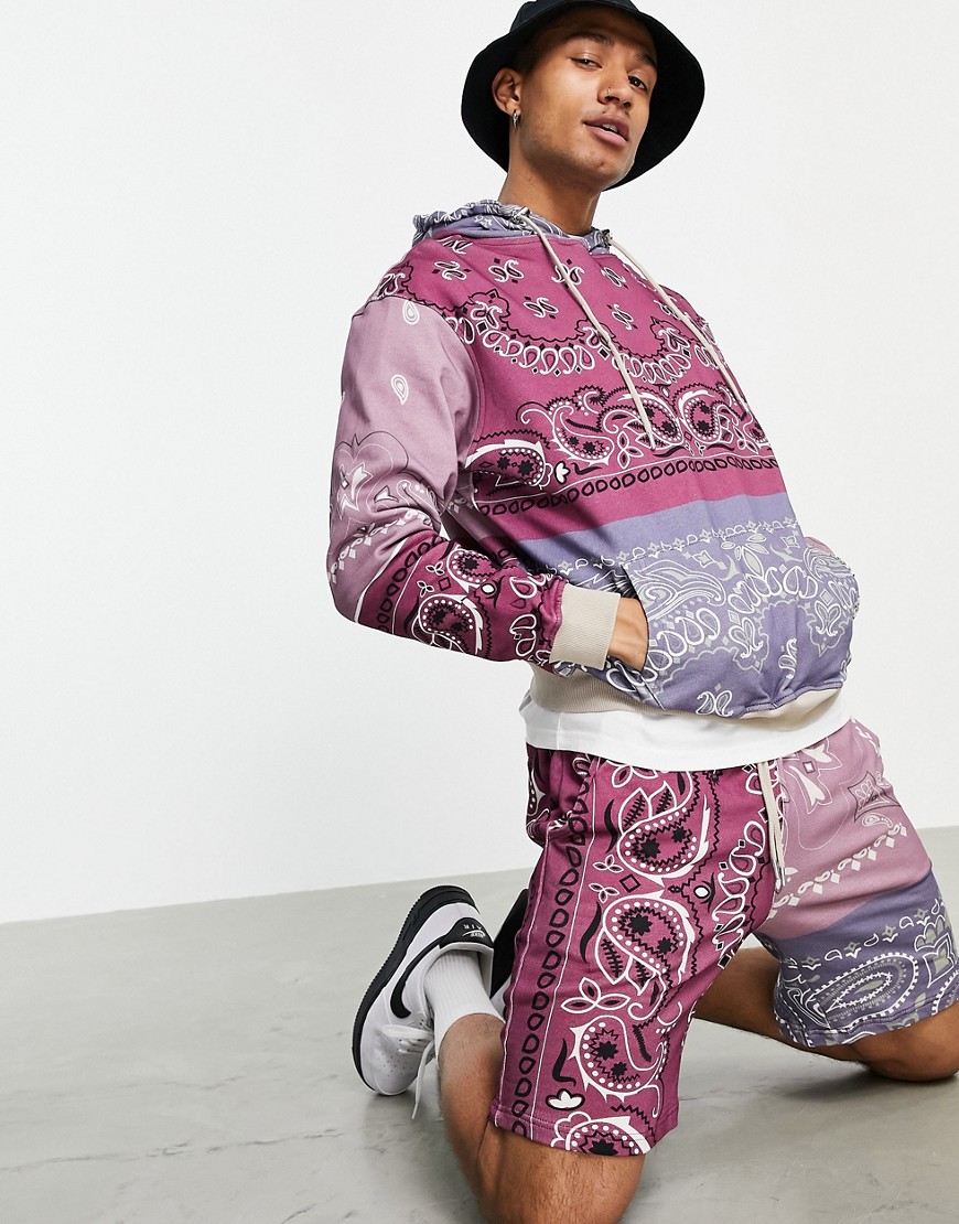 Mennace - Oversized hoodie in veelkleurig paisley motief, deel van combi-set-Meerkleurig