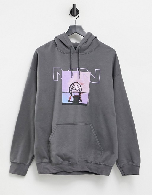Mennace oversized hoodie in charcoal