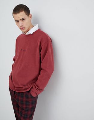 Mennace - Oversized overhemd met merklogo in roestkleur-Rood
