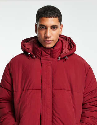 burgundy red puffer jacket