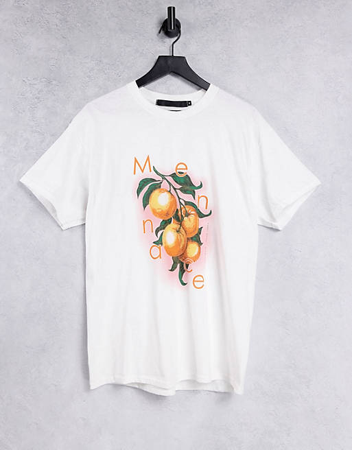 Mennace oversized t-shirt in grey with orange placement print