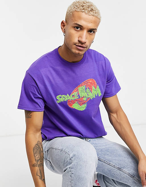 Men Mennace oversized t-shirt with Space Jam print in purple 