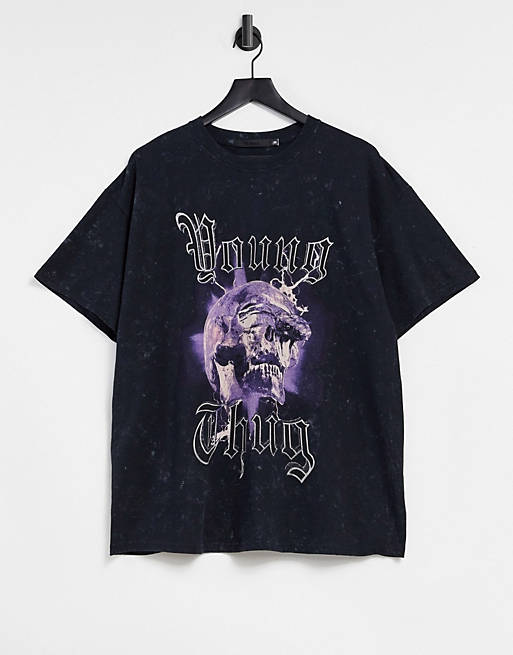 T-Shirts & Vests Mennace oversized t-shirt with Young Thug print in black 