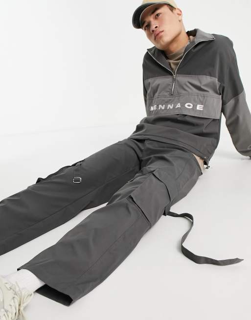 Mennace - Pantalon cargo coupe baggy avec lanières et poches plaquées - Noir délavé, 3 de 4