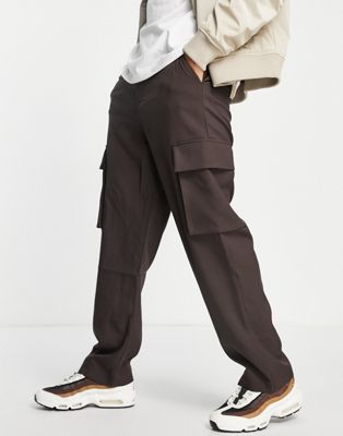Costumes Mennace - Pantalon habillé coupe décontractée avec poches cargo - Marron