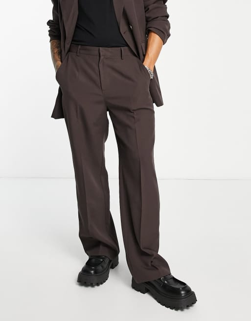 Mennace - Pantalon met rechte pijpen in donkerbruin