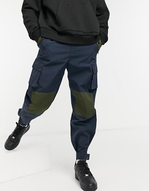 Mennace patchwork utility cargo pants in navy | ASOS