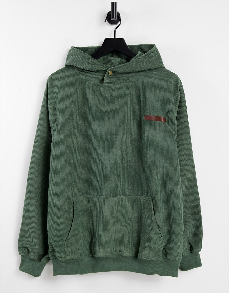 Mennace Pullover Hoodie In Green Cord - Part Of A Set