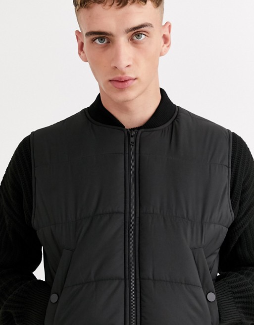 Mennace quilted gilet in black
