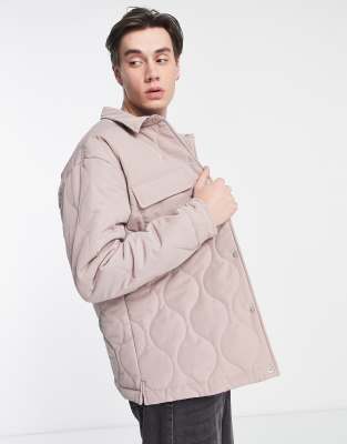 Mennace quilted overshirt in taupe - ASOS Price Checker