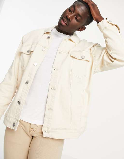 Cream colored jean hot sale jacket