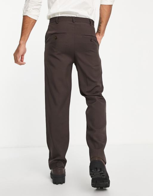 Mennace straight fit formal pants in dark brown