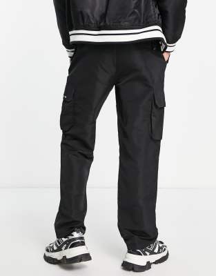 half black half white cargo pants