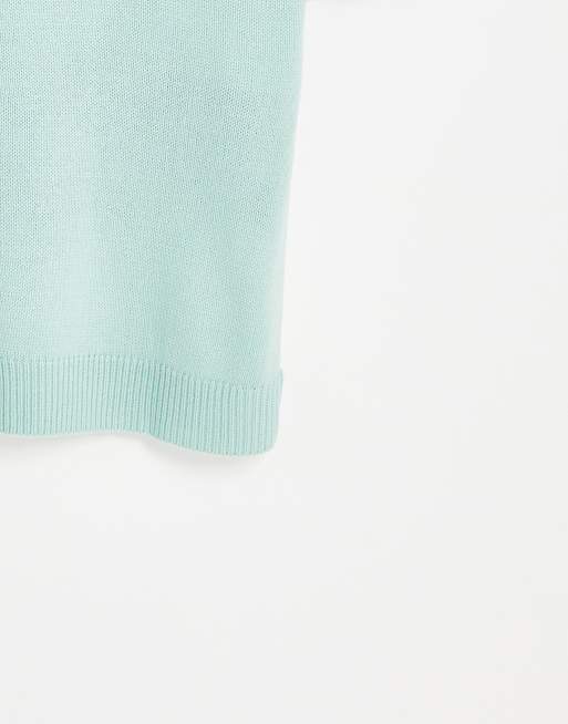 Mennace - Strikket T-shirt med blandet tekstur i grøn og hvid, 3 af 4