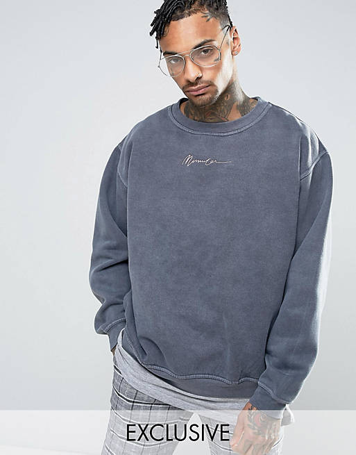 ulovlig fedme Mejeriprodukter Mennace Sweatshirt With Embroidered Logo In Washed Gray | ASOS