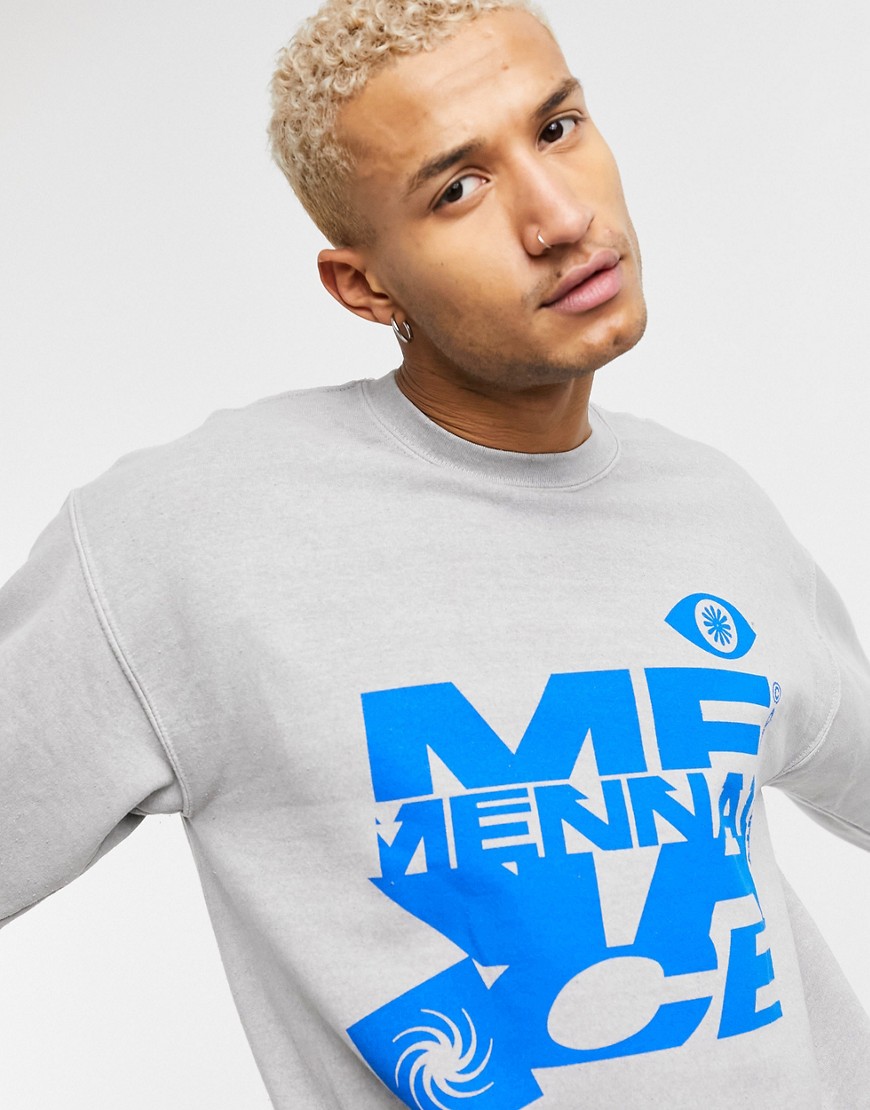 Mennace sweatshirt with graphic logo prints in gray-Grey