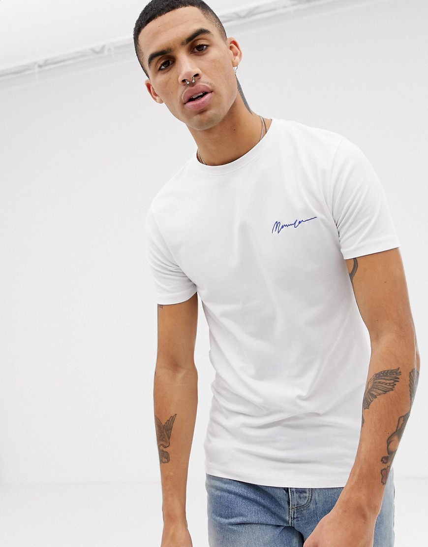 Mennace - T-shirt attillata con logo scritta-Bianco
