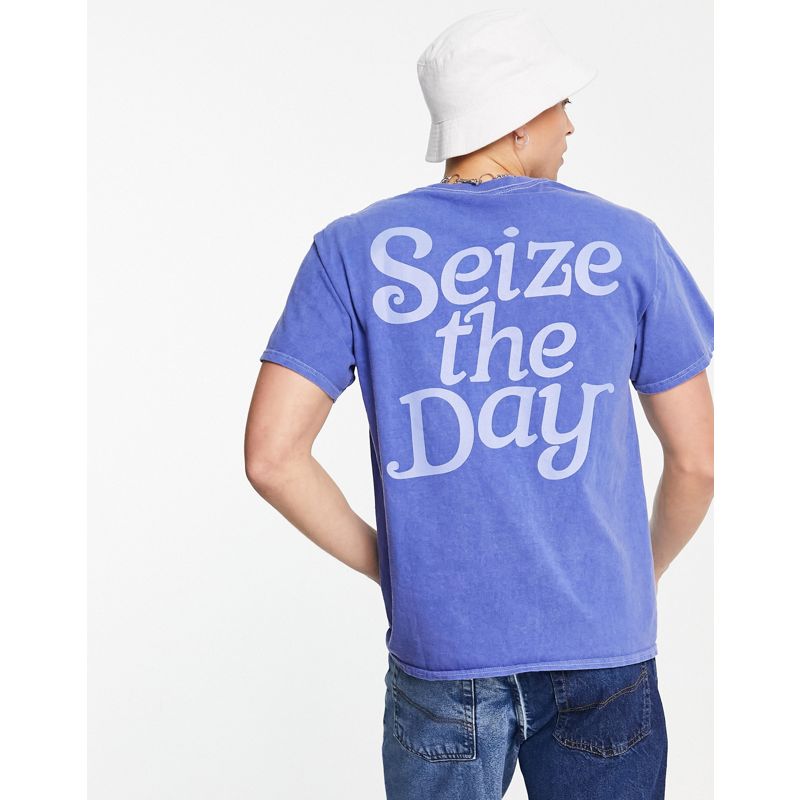 T-shirt e Canotte Novità Mennace - T-shirt blu polvere con stampa con slogan sulla schiena