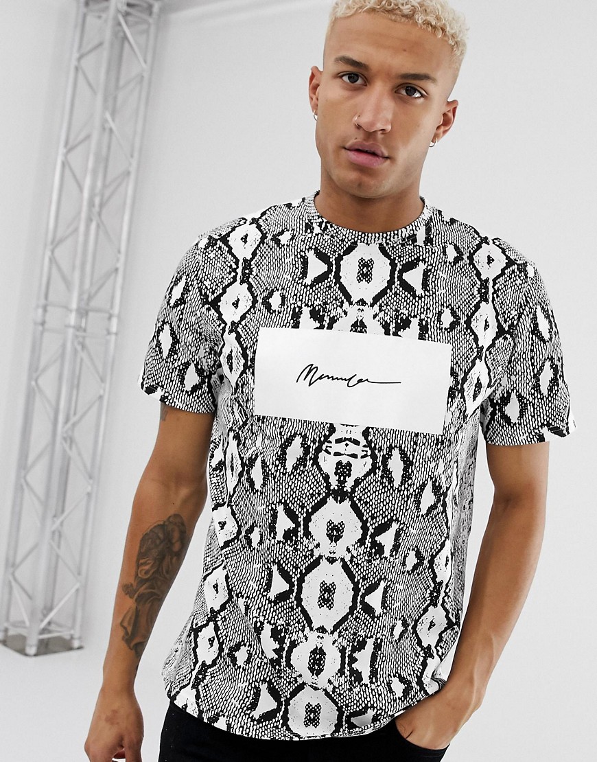 Mennace - T-shirt con stampa effetto serpente-Bianco