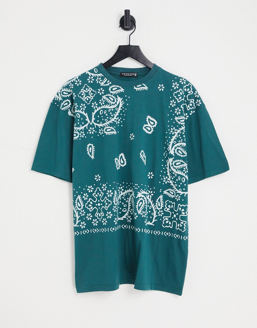 Mennace T-shirt in forest green paisley