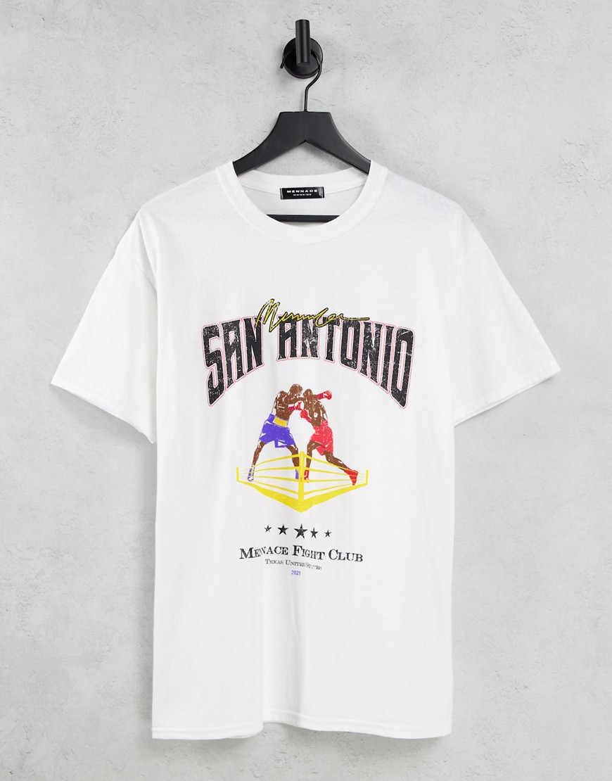 Mennace T-shirt in white with San Antonio print