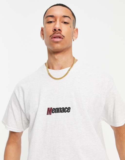Mennace - T-shirt oversize grigia con stampa pallacanestro in coordinato, 4 di 4