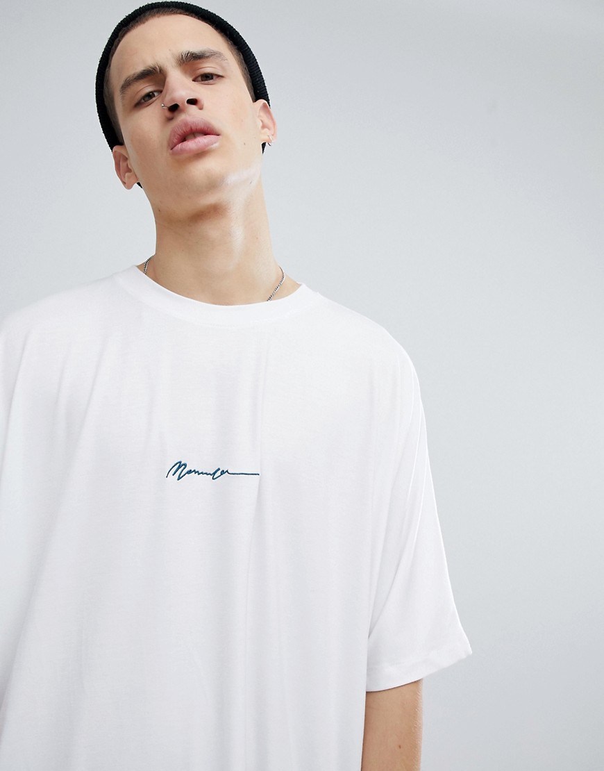 Mennace - T-shirt super oversize bianca con logo-Bianco