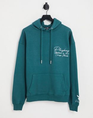Mennace x Playboy co-ord pullover hoodie in green with placement logo embroidery