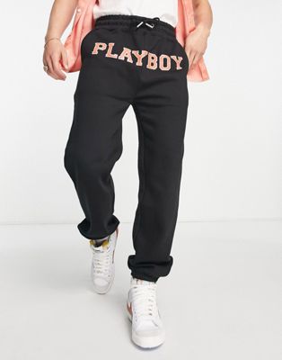 Mennace x Playboy co-ord relaxed joggers in black with placement logo print