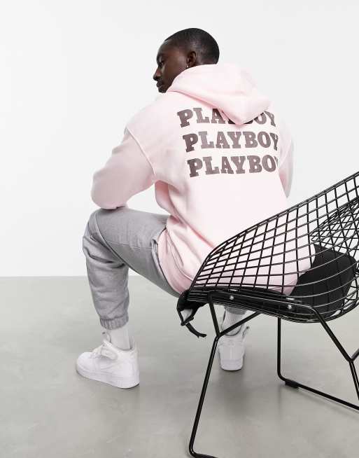 Mennace x Playboy - Oversized hoodie met ritssluiting en print op de borst en rug in roze, deel van co-ord set