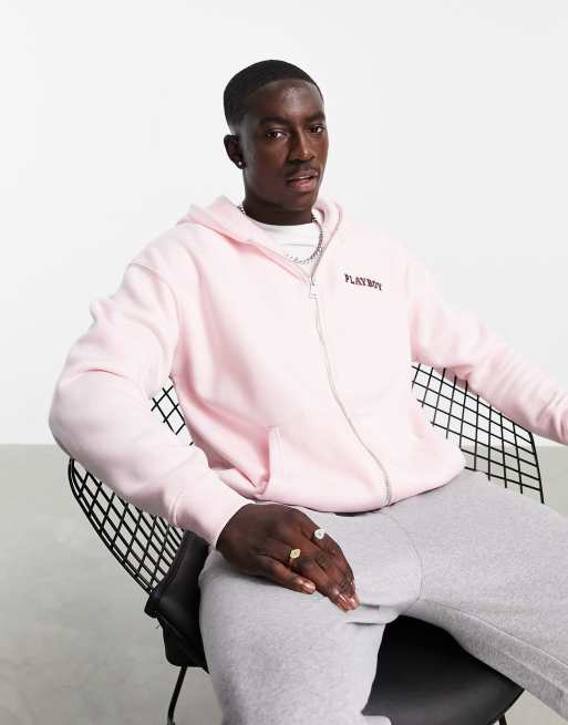 Pink playboy zip up hoodie hot sale