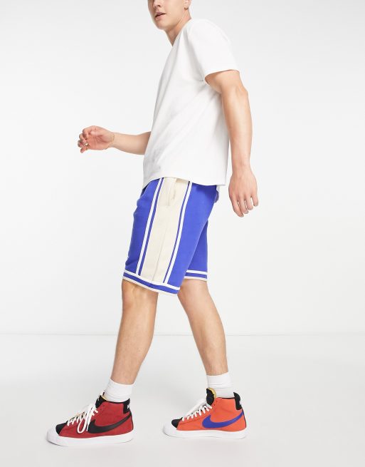Mennace x Playboy - Pantaloncini blu in jersey con righe laterali bianco sporco, 4 di 4