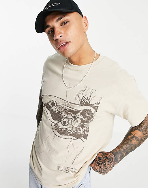 Men Mennace x Van Gogh oversized t-shirt in beige with large placement print 