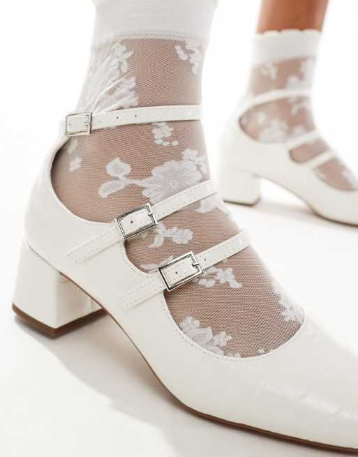 Merceditas blancas de tacón medio de bloque Socco de ASOS DESIGN, 4 de 4