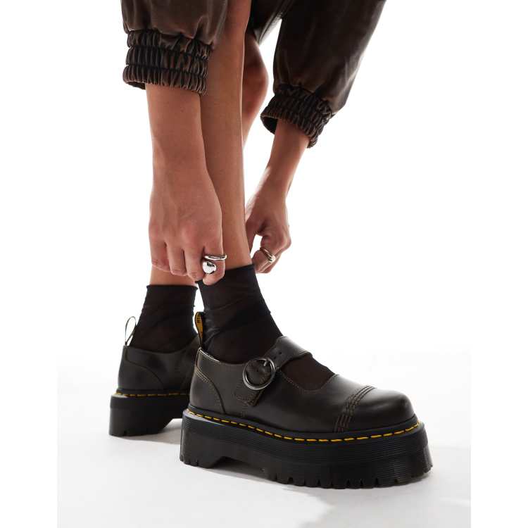 RcjShops Merceditas marrones de cuero Addina de Dr. Martens martens 1460 pascal leather boot in gold