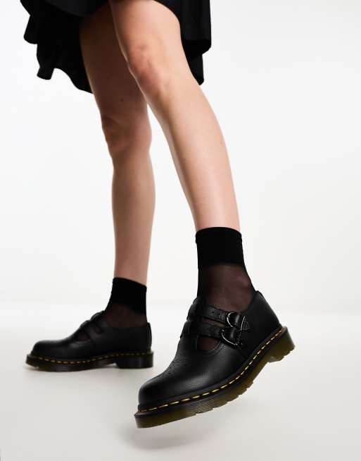 Merceditas negras de cuero 8065 de Dr Martens