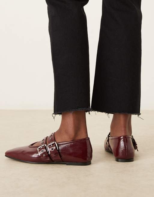 Merceditas rojas con puntera fina cuadrada de cuero premium Lava de ASOS DESIGN, 2 de 4