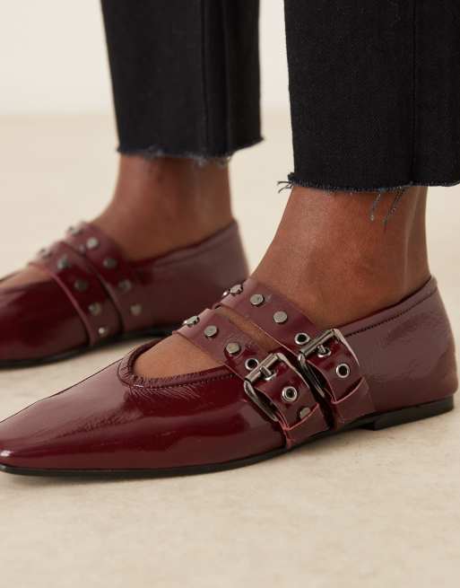 Merceditas rojas con puntera fina cuadrada de cuero premium Lava de ASOS DESIGN, 3 de 4