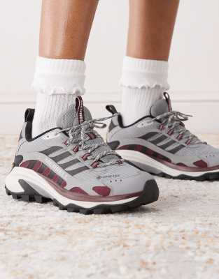 Merrell - Moab Speed 2 GTX - Sneaker in Zementgrau und Kirschrot